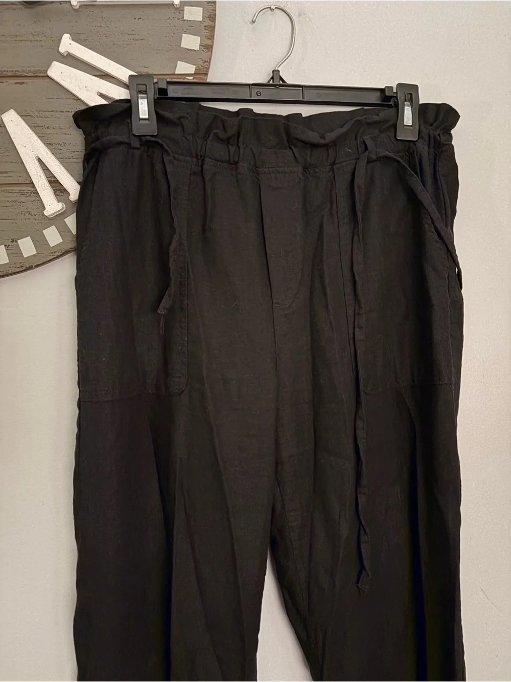 Love Tree Black elastic linen Pants